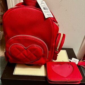 Claire’s Red Heart Backpack Coin purse & Card Holder Set